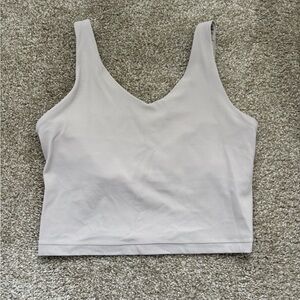 Athleta Gray/Taupe Transcend V-Neck Crop Sports Bra D-DD